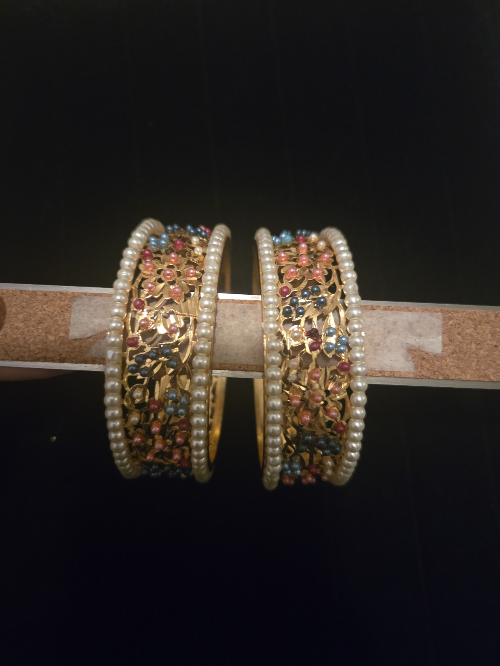 NWOT Set Of 2 Pakistani Desi Indian Kara Bangle Bracelet Multicolor Pearl